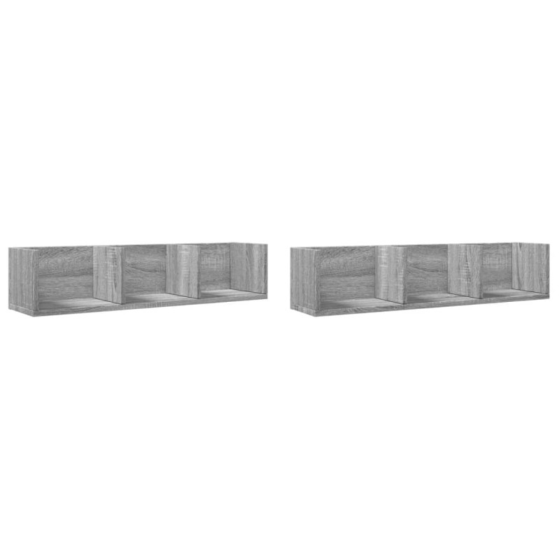 vidaXL Ντουλάπια Τοίχου 2 τεμ. Γκρι Sonoma 75x18x16,5 εκ. Επεξ. Ξύλο