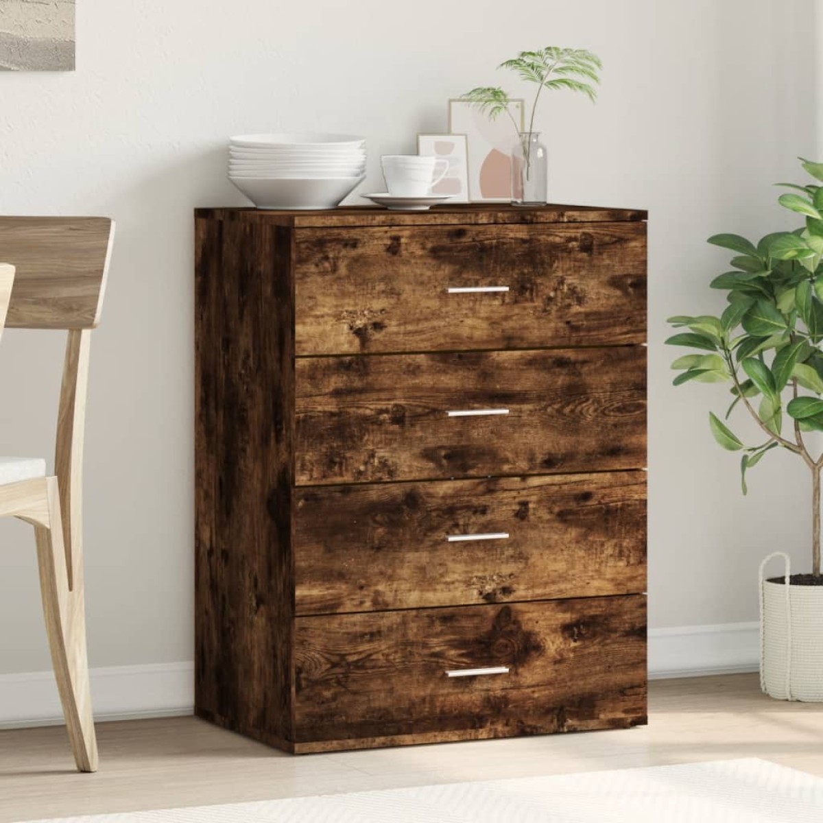 vidaXL Συρταριέρα Καπνιστή Δρυς 60 x 39 x 80 εκ. από Επεξεργ. Ξύλο
