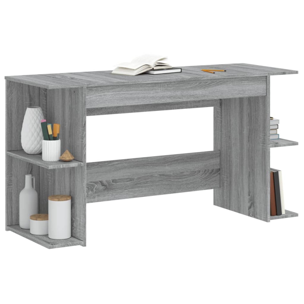 vidaXL Γραφείο Γκρι Sonoma 140 x 50 x 75 εκ. από Επεξεργασμένο Ξύλο