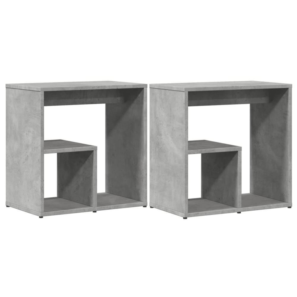 vidaXL Βοηθητικά Τραπέζια 2 τεμ Γκρι Σκυροδ. 50x30x50 εκ. Επεξ. Ξύλο