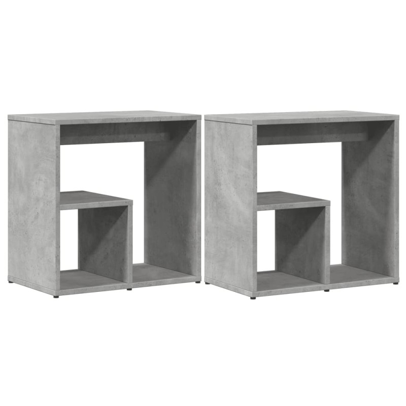 vidaXL Βοηθητικά Τραπέζια 2 τεμ Γκρι Σκυροδ. 50x30x50 εκ. Επεξ. Ξύλο