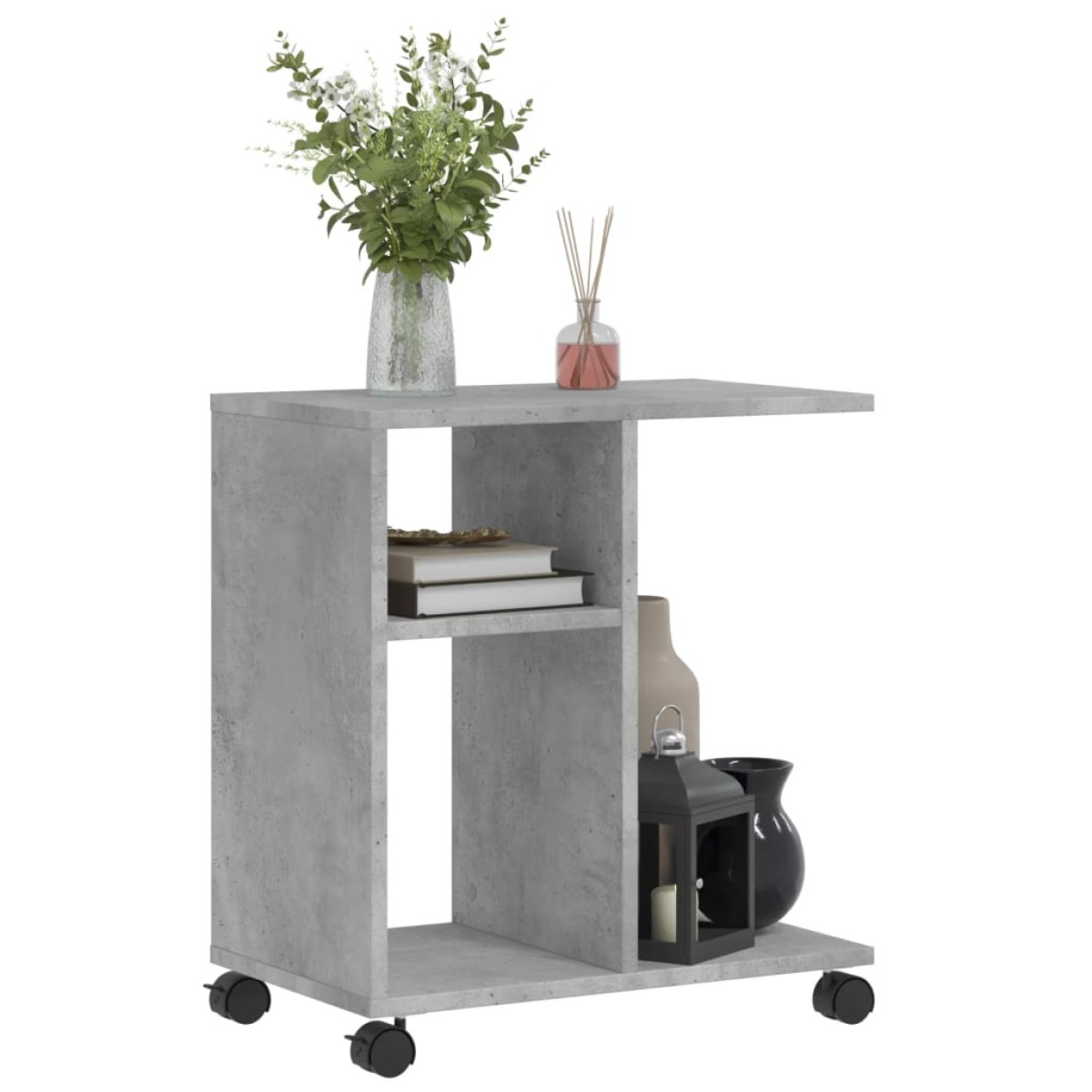 vidaXL Βοηθητικό Τραπέζι με Ρόδες Γκρι Σκυρ 50x30x55 εκ Επεξ. Ξύλο