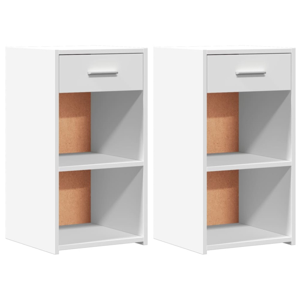 vidaXL Κομοδίνα 2 τεμ. Λευκά 35x34x65 εκ. από Επεξεργασμένο Ξύλο