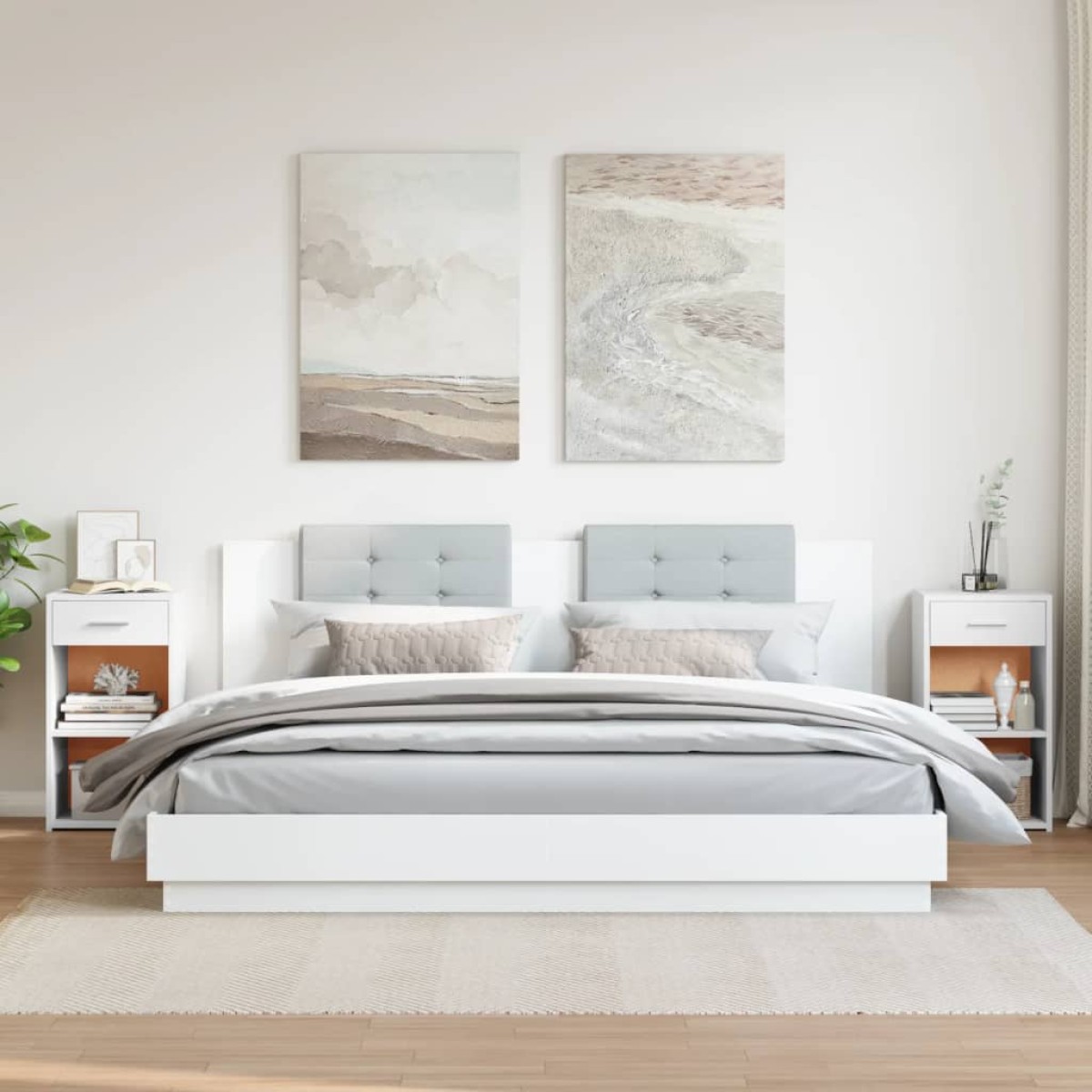vidaXL Κομοδίνα 2 τεμ. Λευκά 35x34x65 εκ. από Επεξεργασμένο Ξύλο
