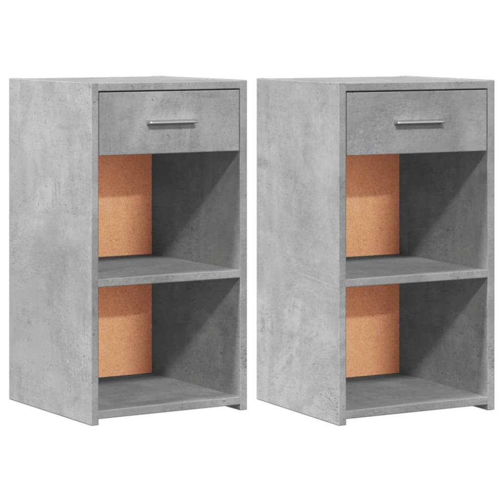vidaXL Κομοδίνα 2 τεμ. Γκρι Σκυροδέμ. 35x34x65 από Επεξεργ. Ξύλο