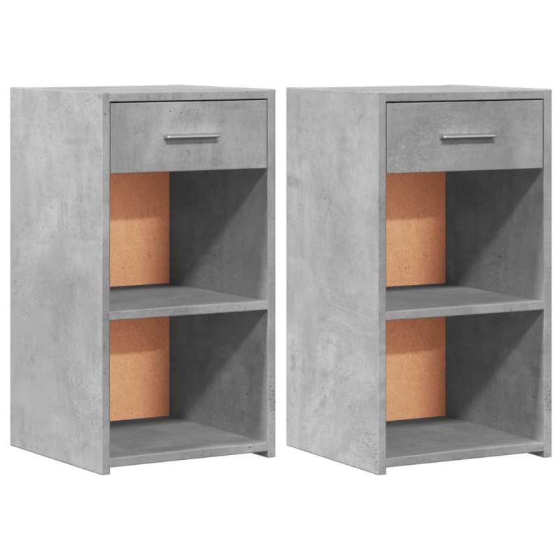 vidaXL Κομοδίνα 2 τεμ. Γκρι Σκυροδέμ. 35x34x65 από Επεξεργ. Ξύλο