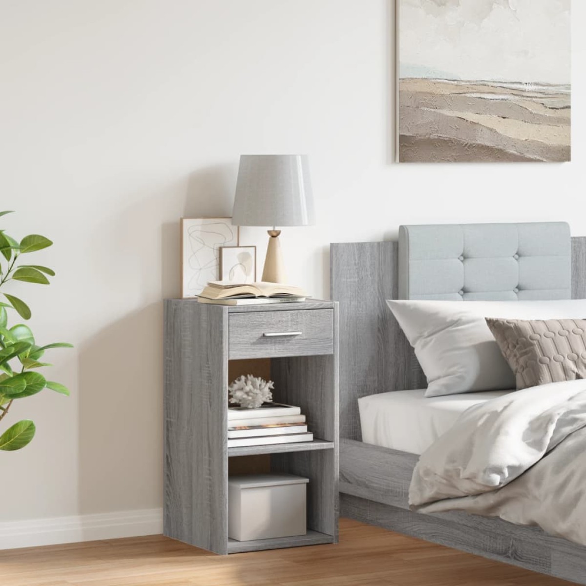 vidaXL Κομοδίνο Γκρι Sonoma 35x34x65 εκ. από Επεξεργασμένο Ξύλο