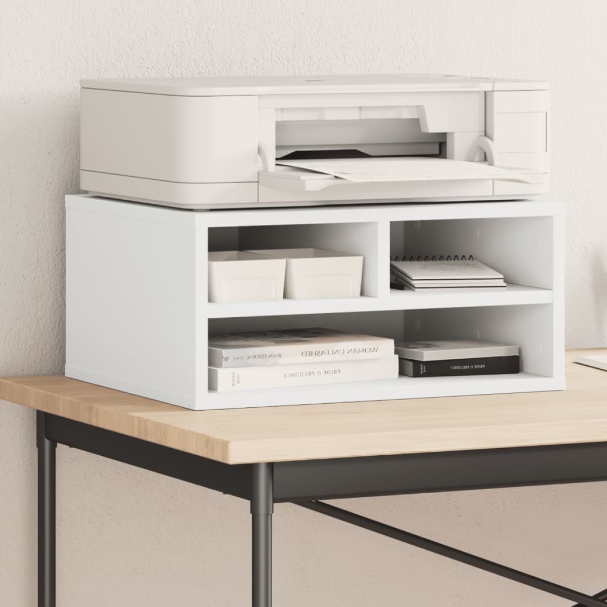vidaXL Βάση Εκτυπωτή Λευκή 49 x 40 x 22,5 εκ. από Επεξεργασμένο Ξύλο