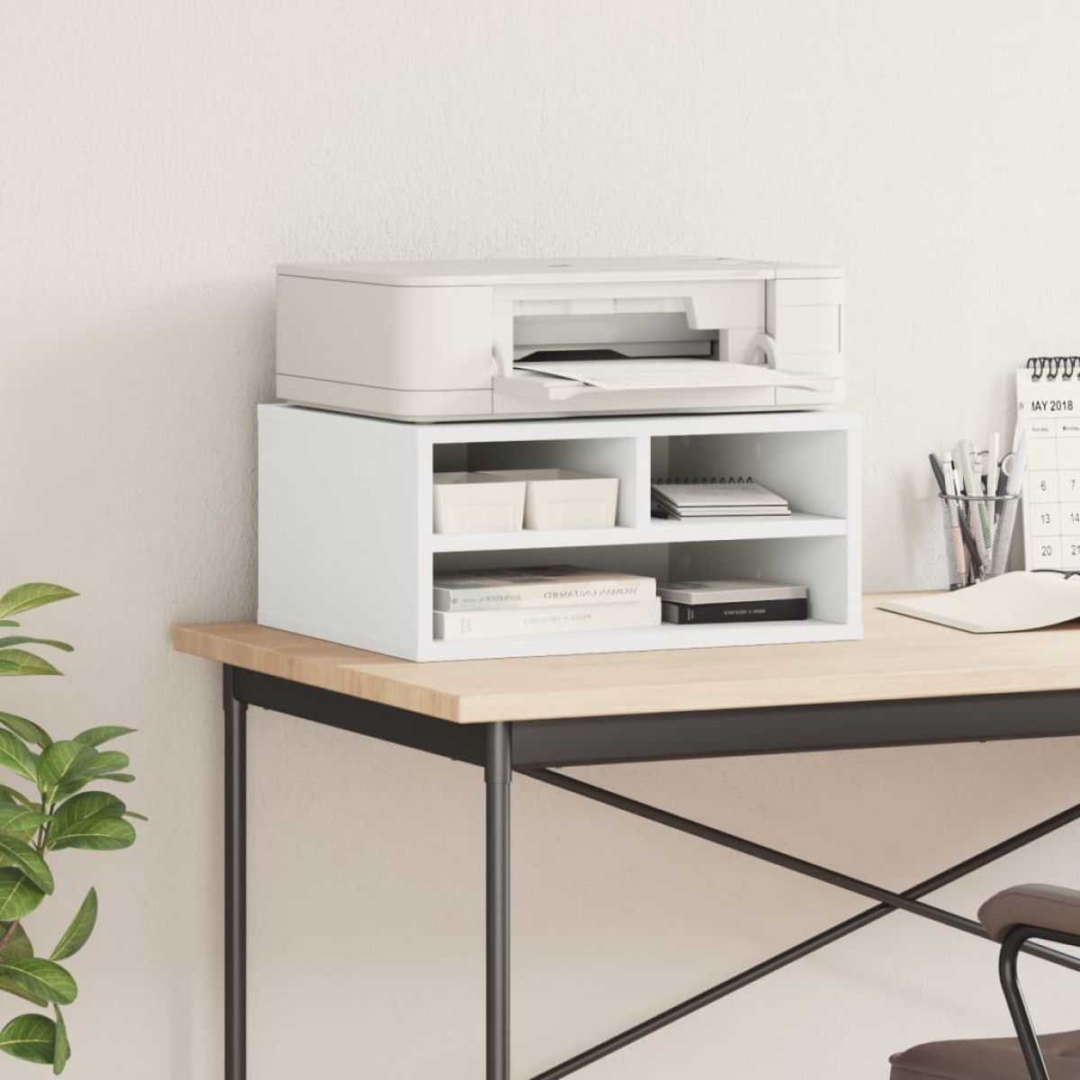 vidaXL Βάση Εκτυπωτή Λευκή 49 x 40 x 22,5 εκ. από Επεξεργασμένο Ξύλο