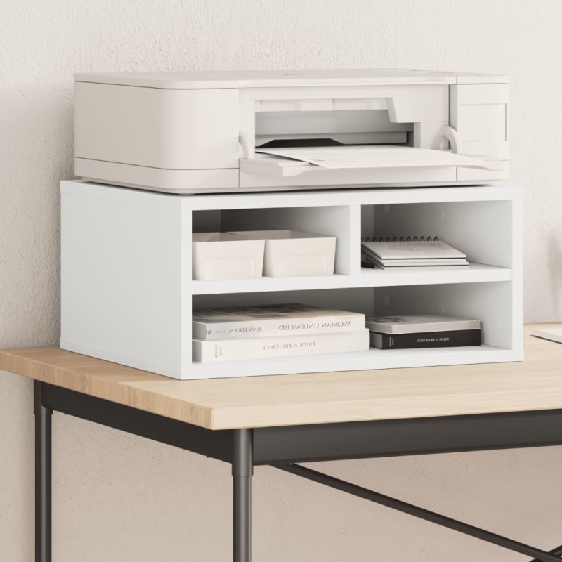 vidaXL Βάση Εκτυπωτή Λευκή 49 x 40 x 22,5 εκ. από Επεξεργασμένο Ξύλο
