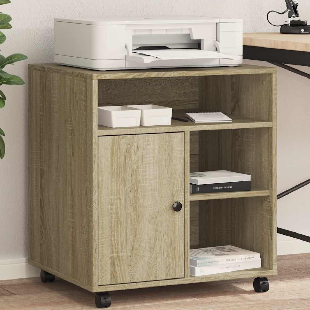 vidaXL Βάση Εκτυπωτή με Ρόδες Sonoma Δρυς 60x50x67 εκ.