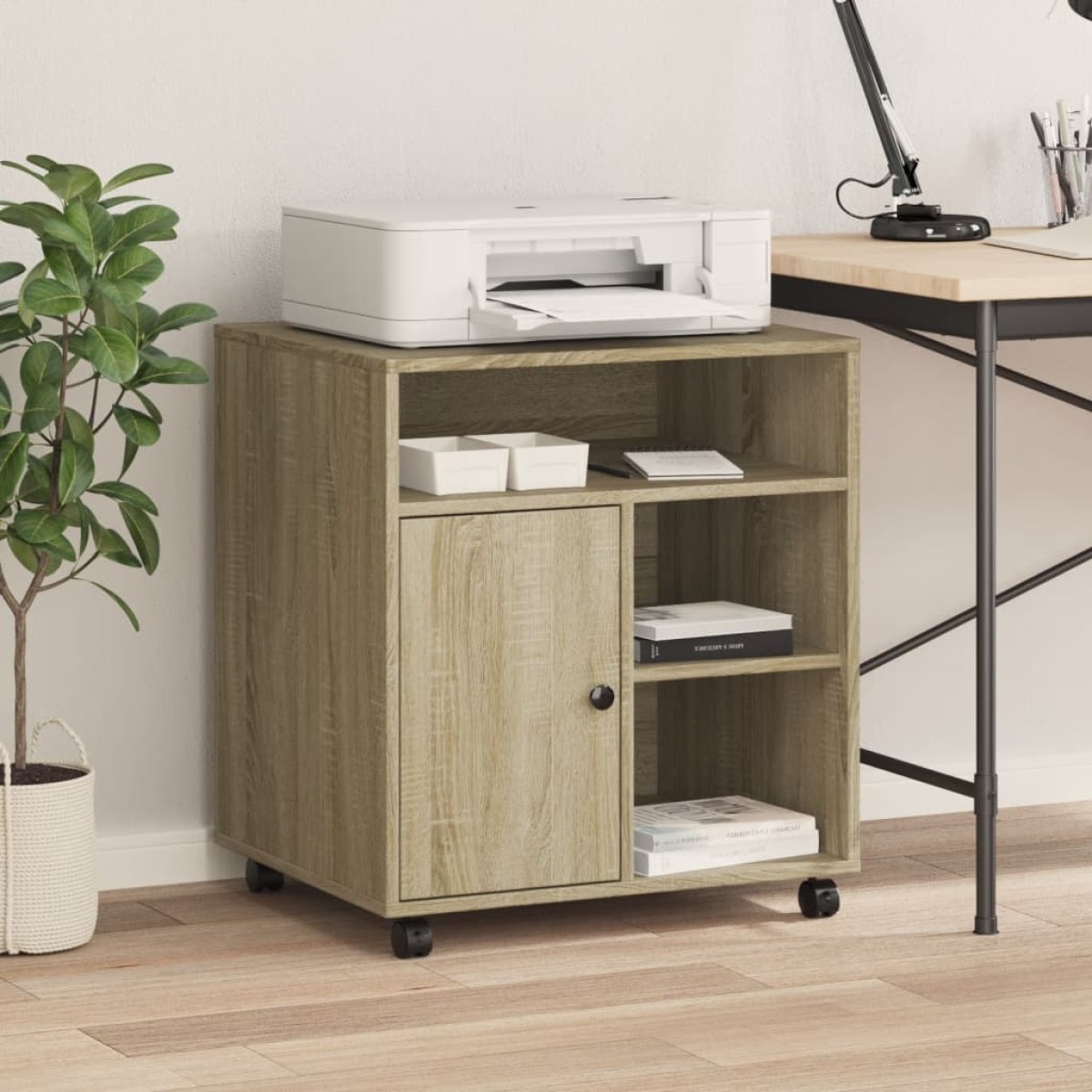 vidaXL Βάση Εκτυπωτή με Ρόδες Sonoma Δρυς 60x50x67 εκ.