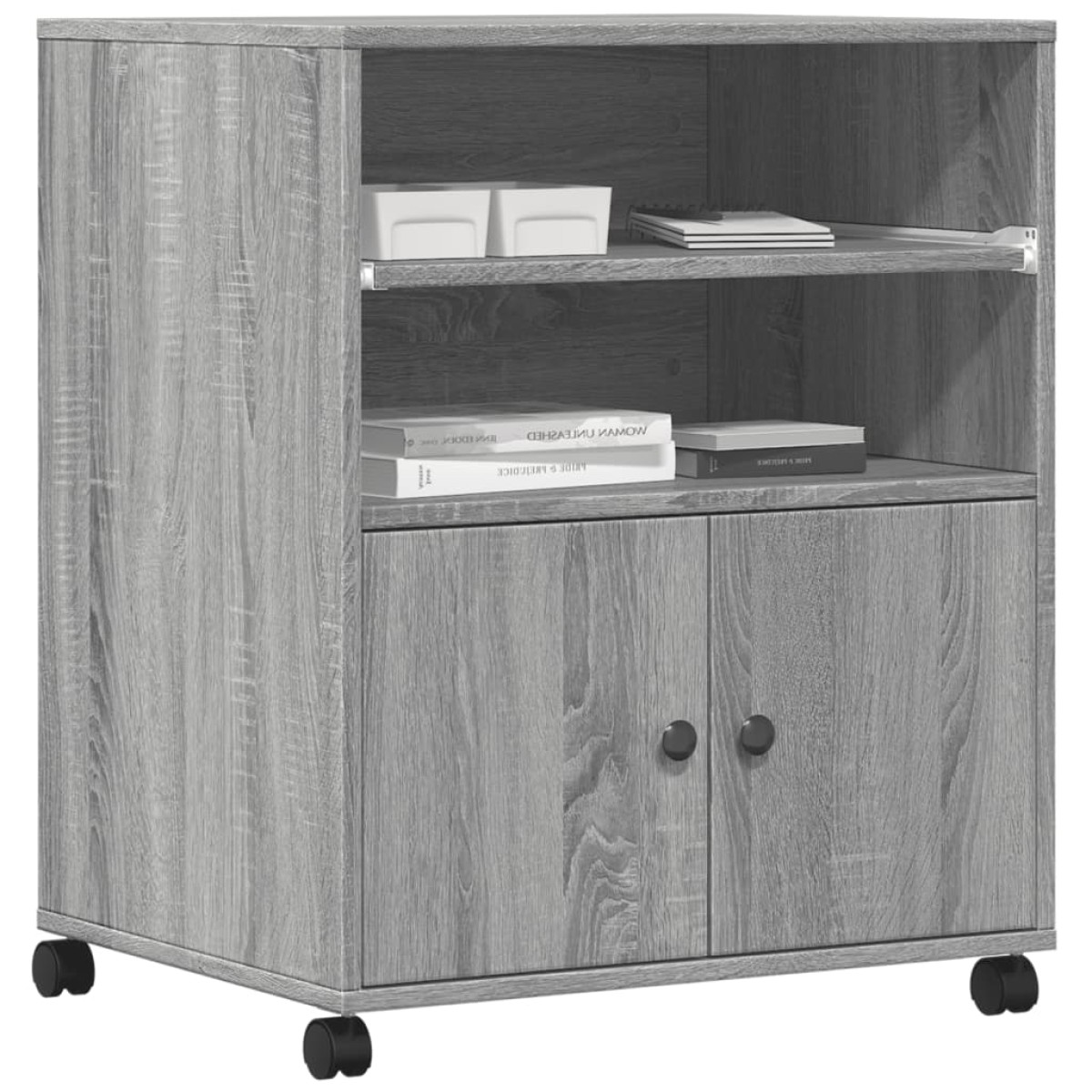 vidaXL Βάση Εκτυπωτή με Ρόδες Γκρι Sonoma 60 x 48 x 74 εκ.