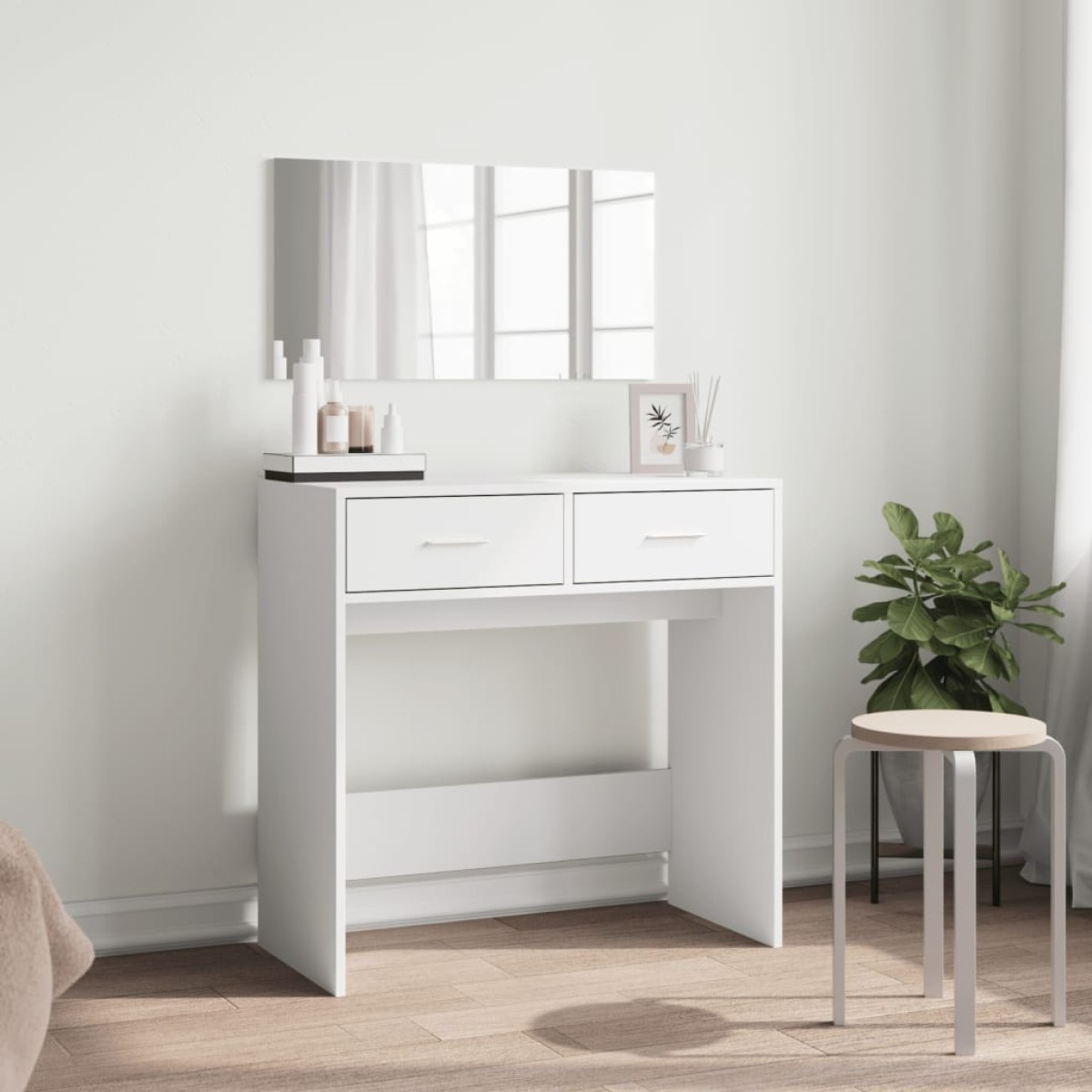 vidaXL Μπουντουάρ με Καθρέφτη Λευκό 80 x 39 x 80 εκ.