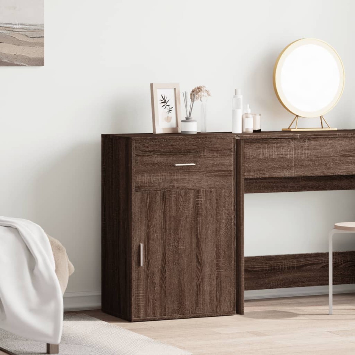 vidaXL Ραφιέρα με Ντουλάπια Καφέ Δρυς 56,5x39x90εκ. Επεξεργασμένο Ξύλο