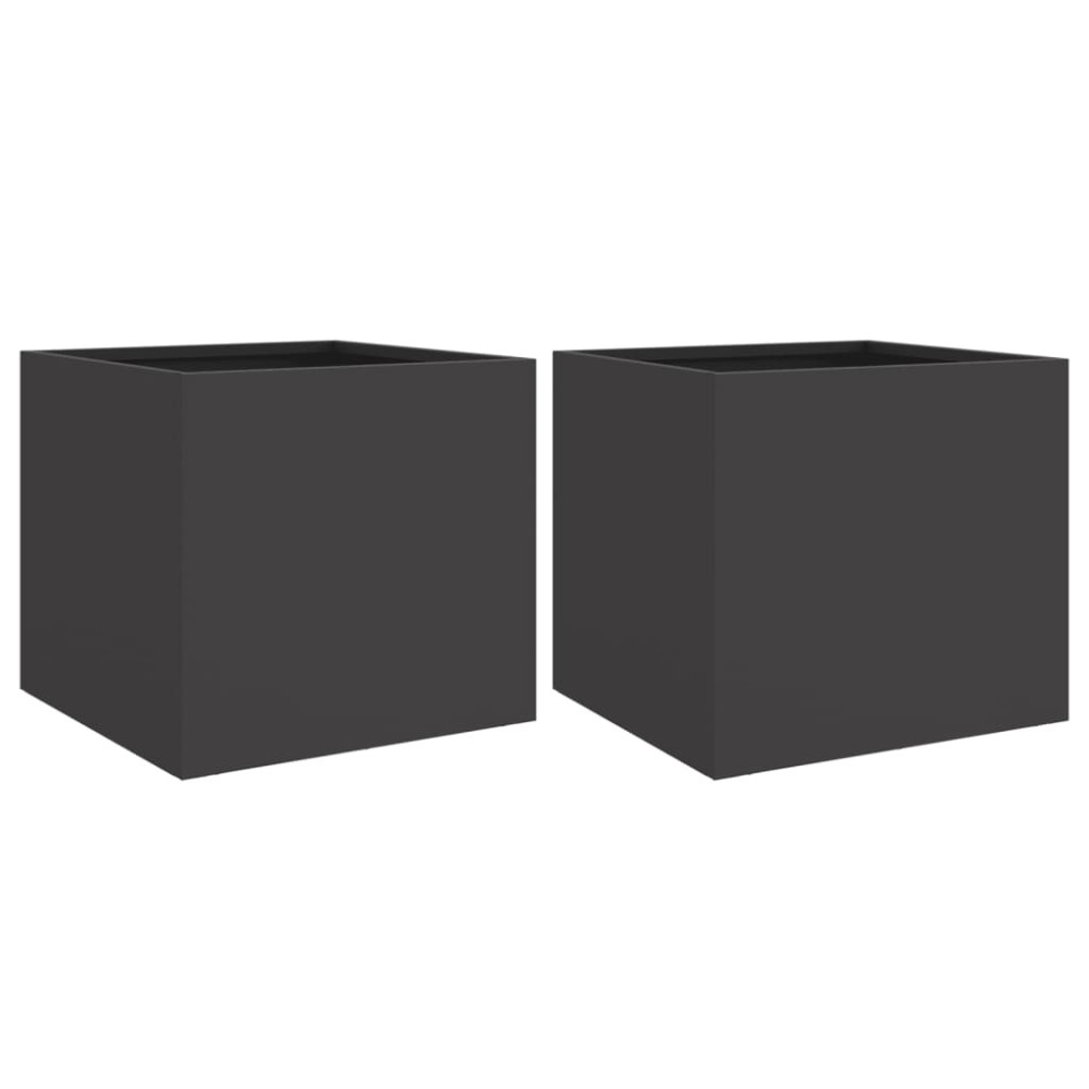vidaXL Ζαρντινιέρες Μαύρες 2 Τεμ. 32x30x29 εκ. από Χάλυβα