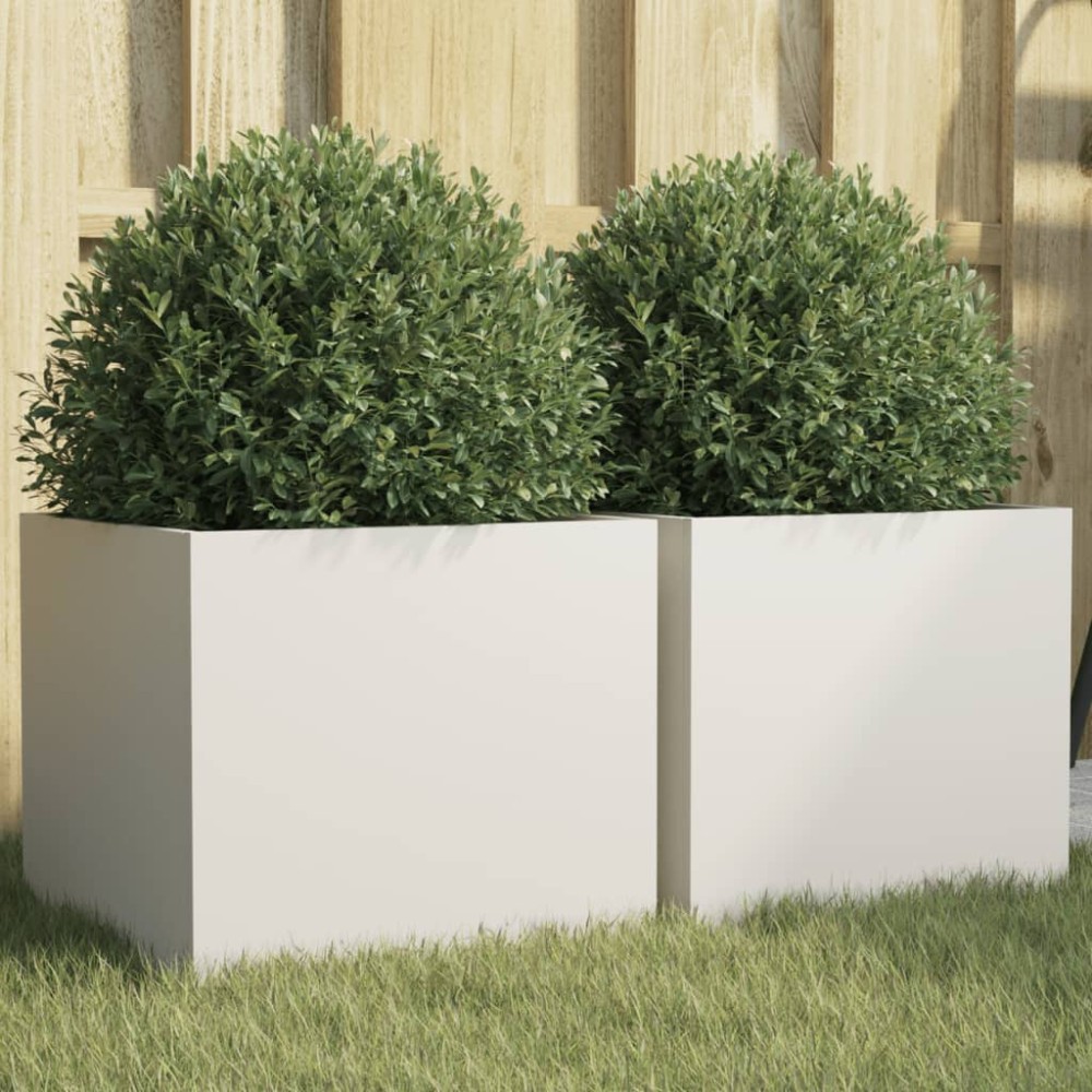 vidaXL Ζαρντινιέρες 2 τεμ. Λευκές 32x30x29εκ. από Χάλυβα