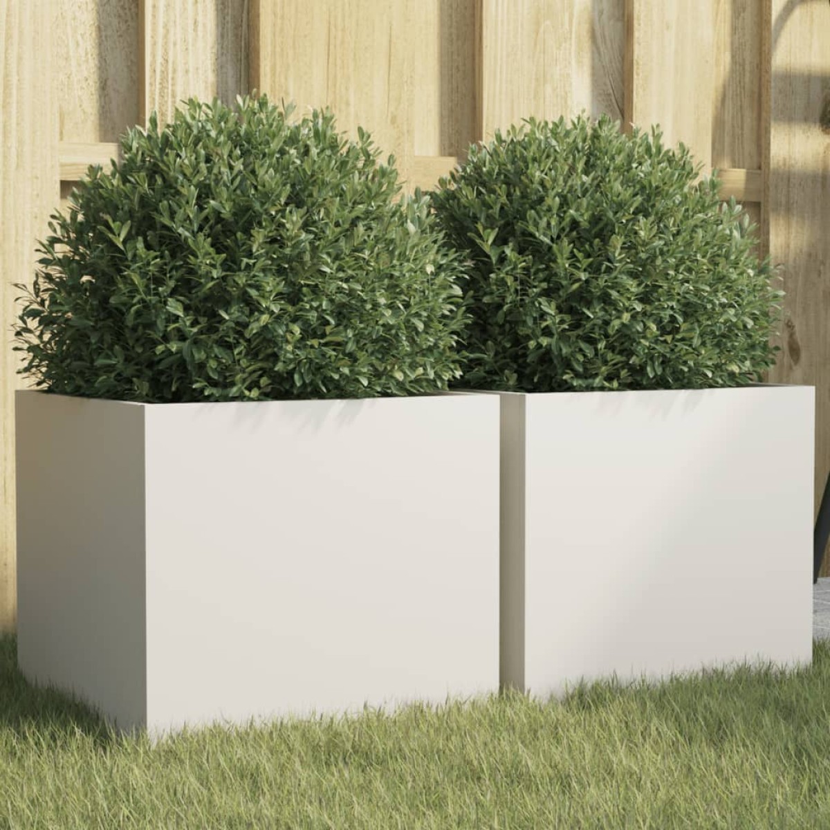 vidaXL Ζαρντινιέρες 2 τεμ. Λευκές 32x30x29εκ. από Χάλυβα Ψυχρής Έλασης