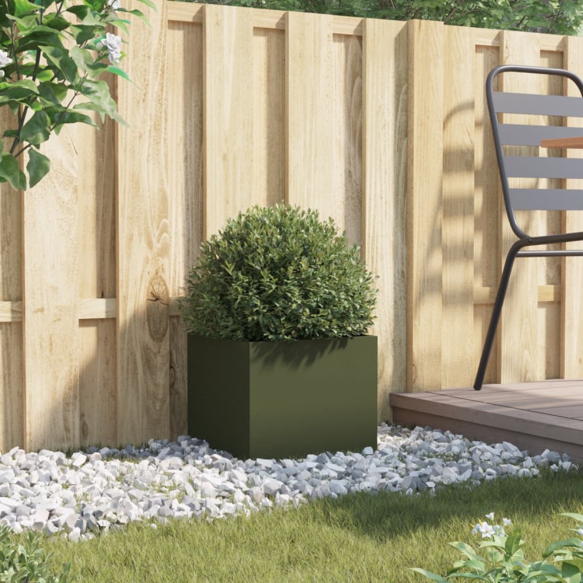 vidaXL Ζαρντινιέρα Λαδί 32x30x29 εκ. από Χάλυβα Ψυχρής Έλασης