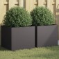 vidaXL Ζαρντινιέρες 2 τεμ. Μαύρες 42x40x39εκ. από Χάλυβα Ψυχρής Έλασης