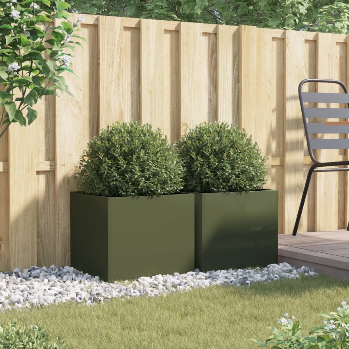 vidaXL Ζαρντινιέρες 2 τεμ. Πράσινες 42x40x39 εκ. Χάλυβα Ψυχρής Έλασης