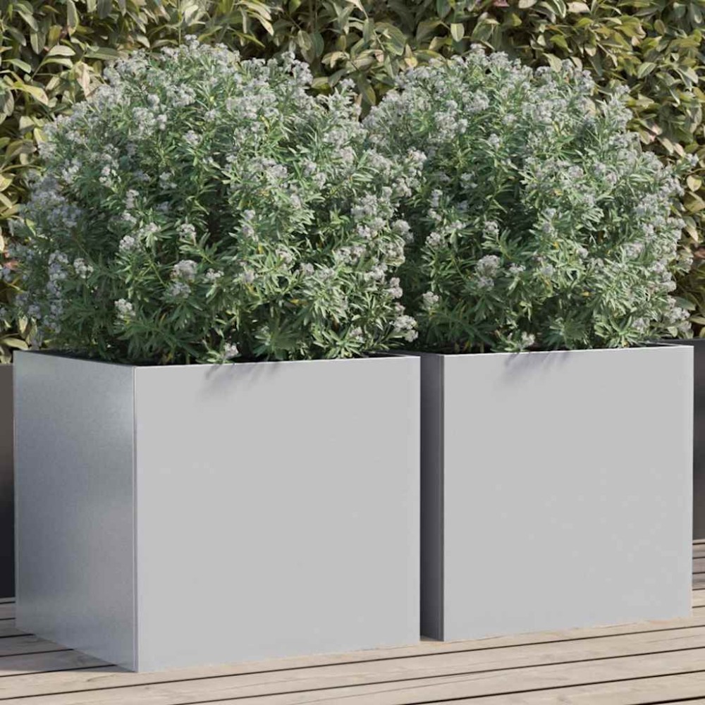 vidaXL Ζαρντινιέρες 2 τεμ. Ασημί 42 x 40 x 39 εκ. Γαλβανισμένο Χάλυβα