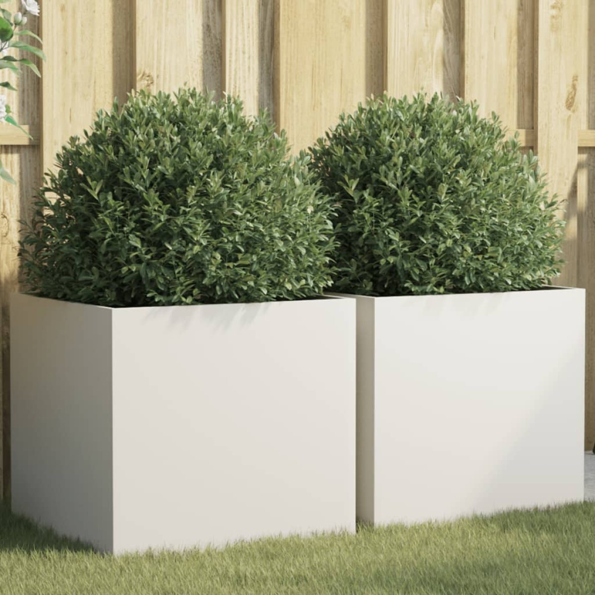 vidaXL Ζαρντινιέρες 2 τεμ. Λευκές 49x47x46εκ. από Χάλυβα Ψυχρής Έλασης