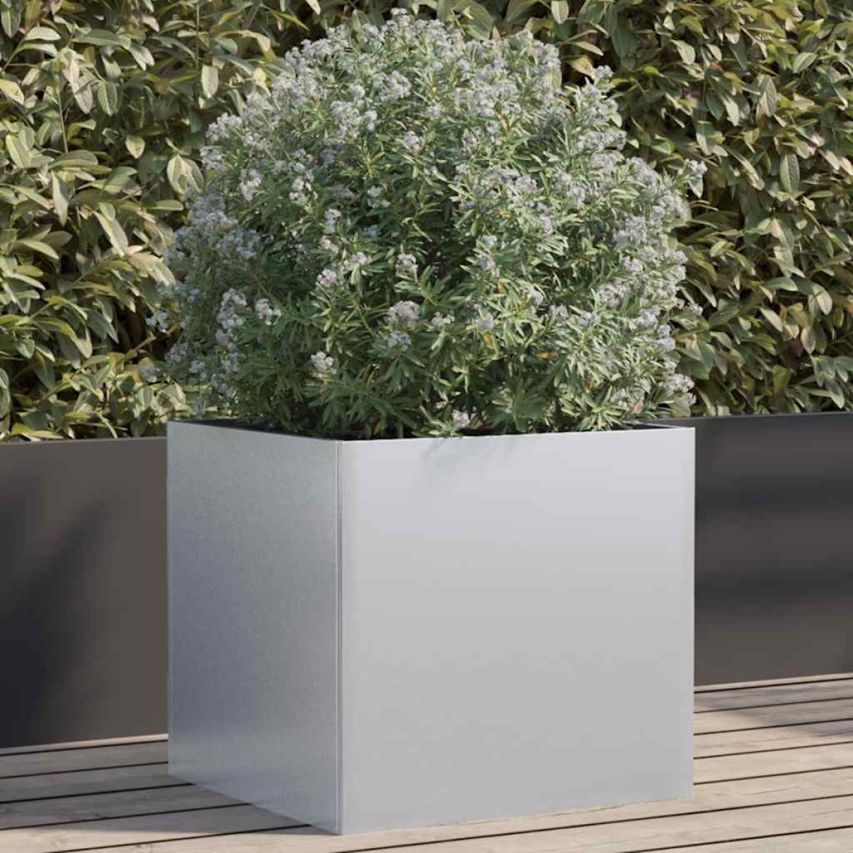 vidaXL Ζαρντινιέρα Ασημί 49 x 47 x 46 εκ. από Γαλβανισμένο Χάλυβα