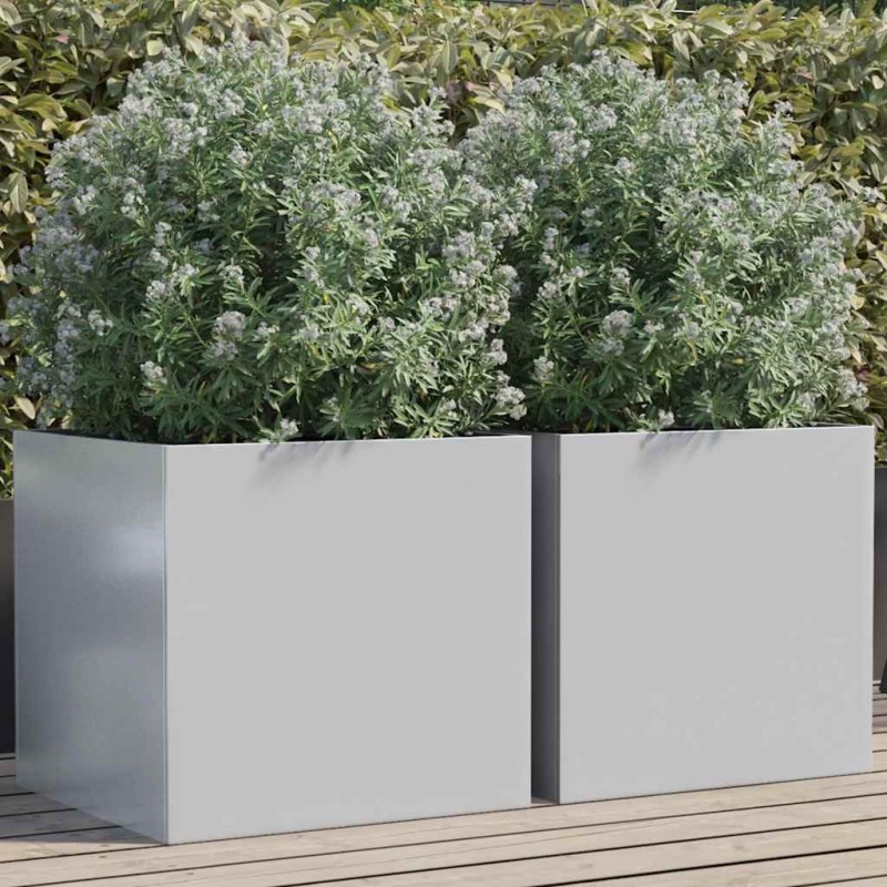 vidaXL Ζαρντινιέρες 2 τεμ. Ασημί 49x47x46 εκ. Γαλβανισμένο Χάλυβα