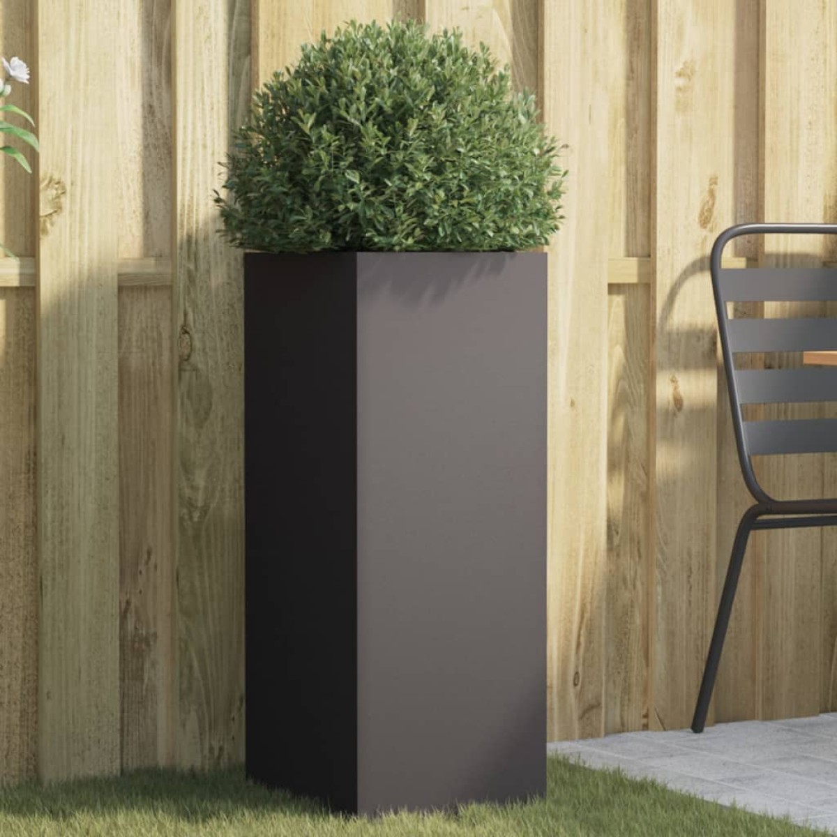 vidaXL Ζαρντινιέρα Μαύρη 32x27,5x75 εκ. από Χάλυβα Ψυχρής Έλασης