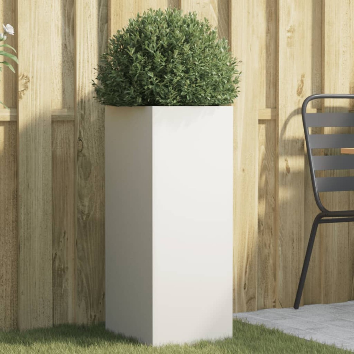 vidaXL Ζαρντινιέρα Λευκή 32x27,5x75 εκ. από Χάλυβα Ψυχρής Έλασης