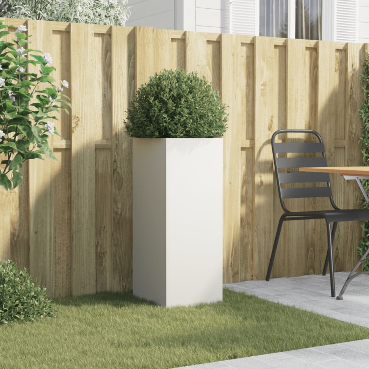 vidaXL Ζαρντινιέρα Λευκή 32x27,5x75 εκ. από Χάλυβα Ψυχρής Έλασης