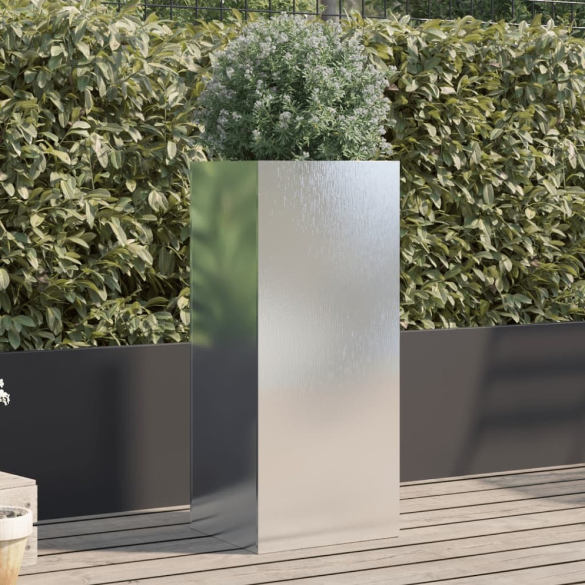 vidaXL Ζαρντινιέρα Ασημί 32x27,5x75 εκ. από Ανοξείδωτο Ατσάλι