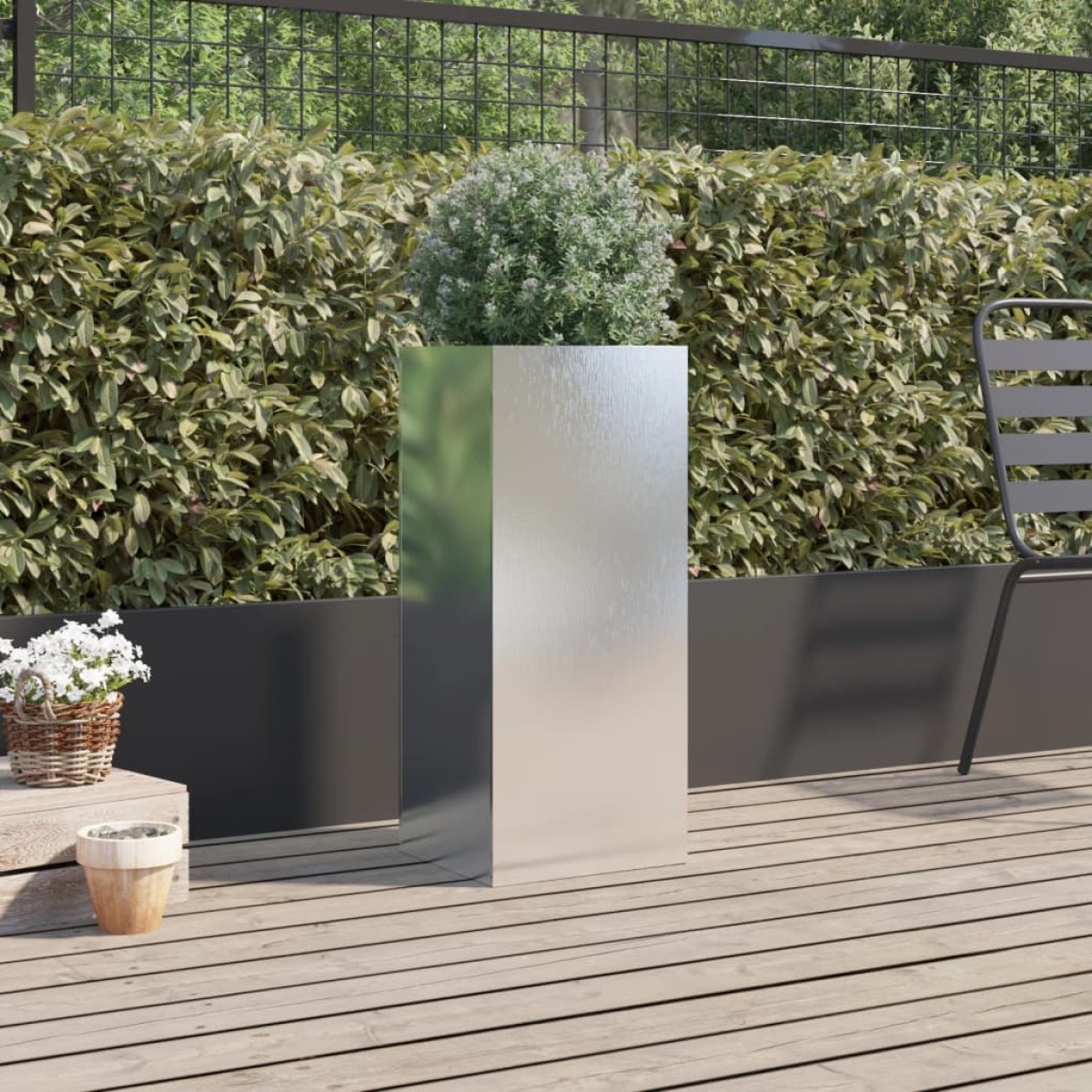 vidaXL Ζαρντινιέρα Ασημί 32x27,5x75 εκ. από Ανοξείδωτο Ατσάλι