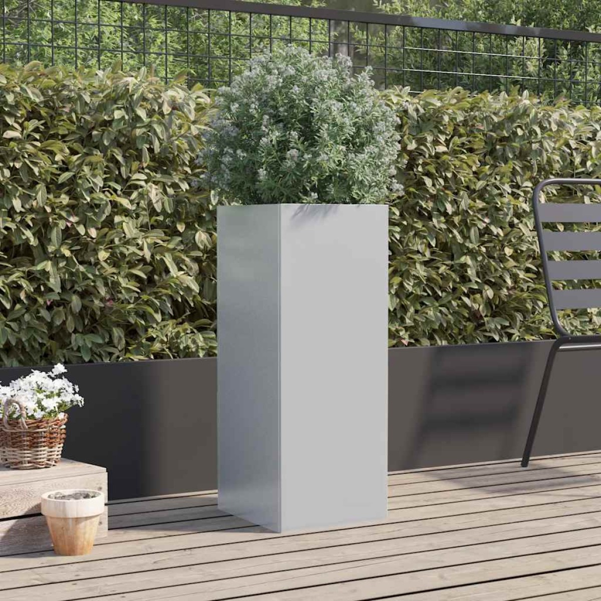 vidaXL Ζαρντινιέρα Ασημί 32x27,5x75 εκ. από Γαλβανισμένο Χάλυβα