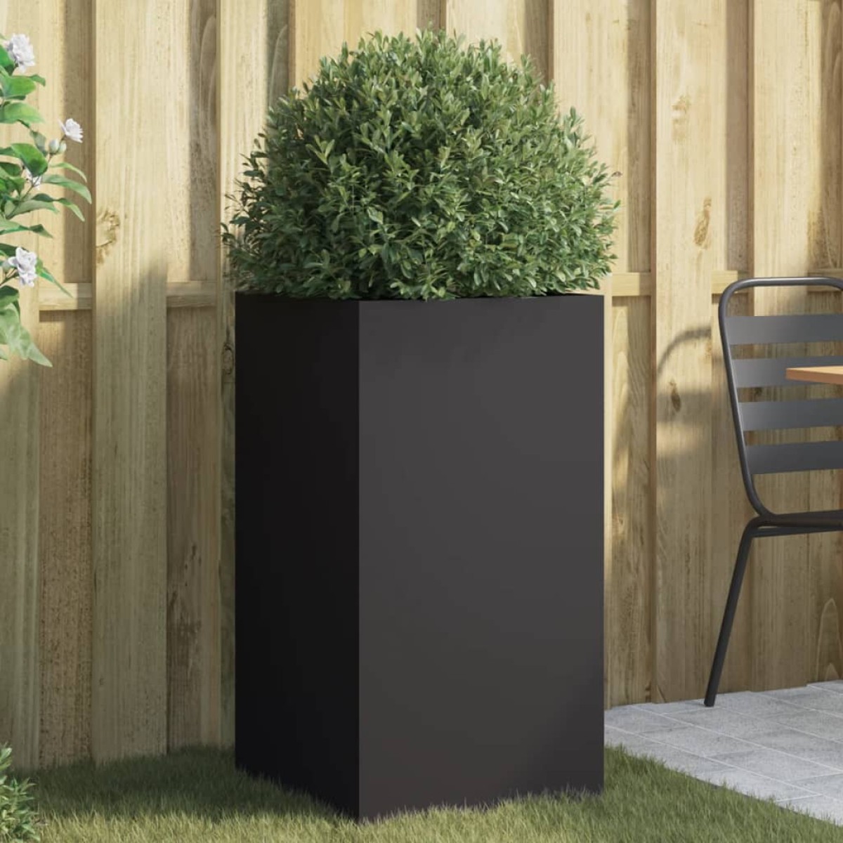 vidaXL Ζαρντινιέρα Μαύρη 42x38x75 εκ. από Χάλυβα Ψυχρής Έλασης