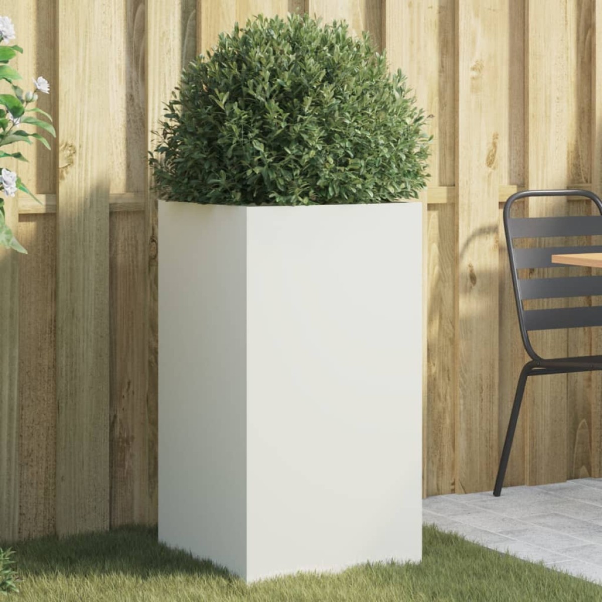 vidaXL Ζαρντινιέρα Λευκή 42x38x75 εκ. από Χάλυβα Ψυχρής Έλασης