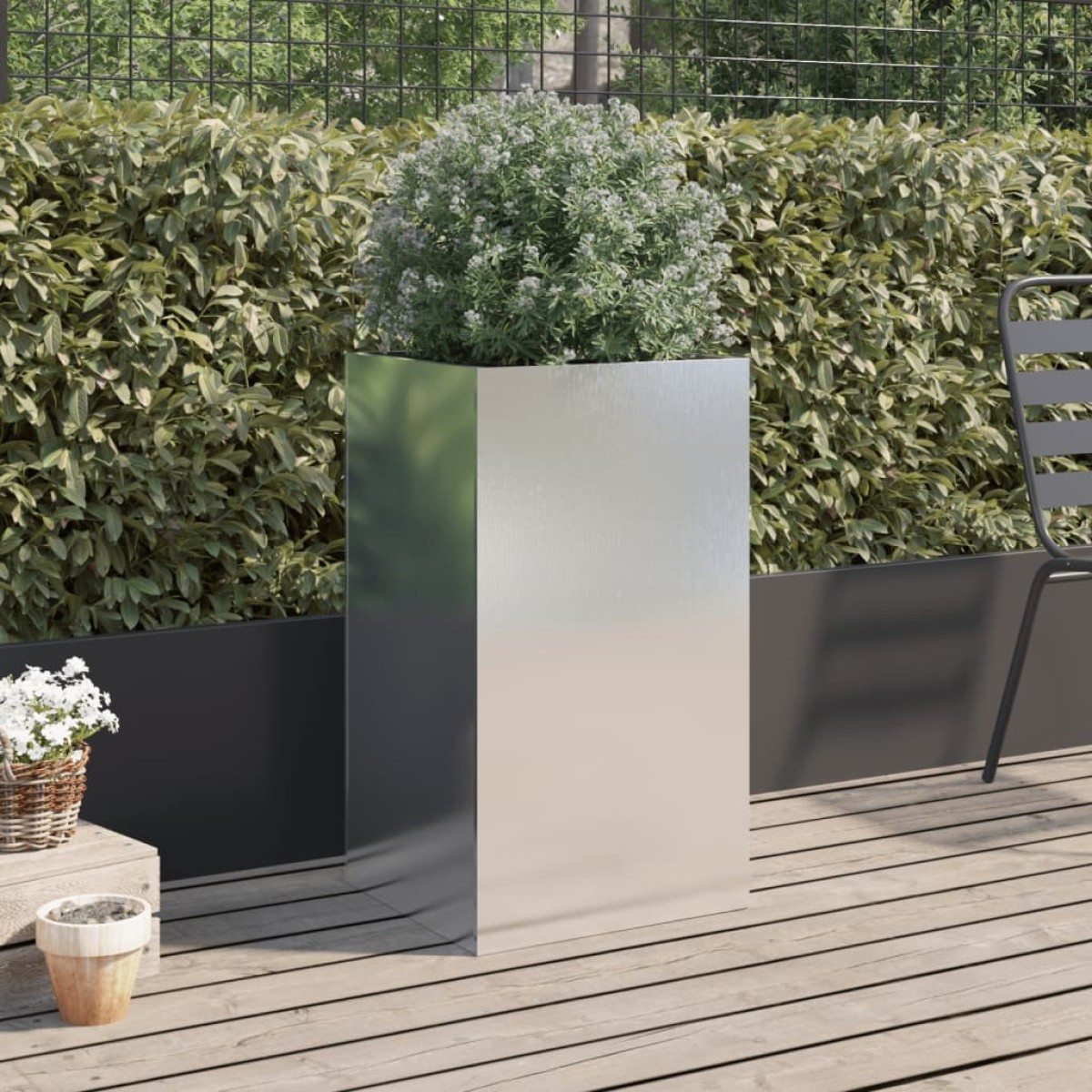 vidaXL Ζαρντινιέρα Ασημί 42x38x75 εκ. από Ανοξείδωτο Ατσάλι