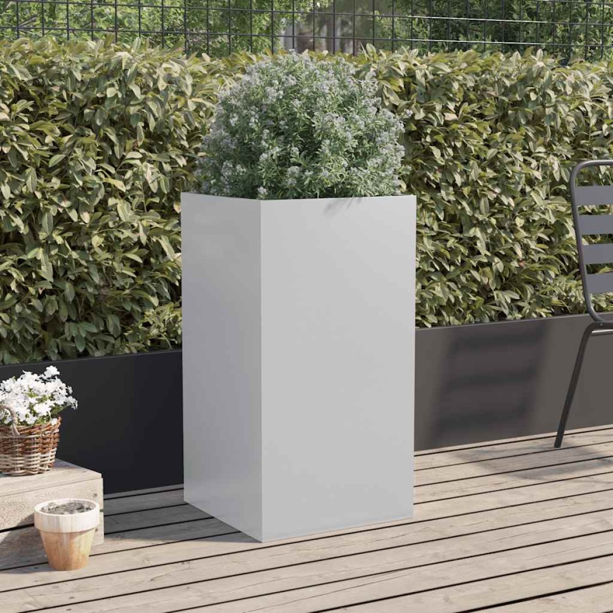 vidaXL Ζαρντινιέρα Ασημί 42x38x75 εκ. από Γαλβανισμένο Χάλυβα