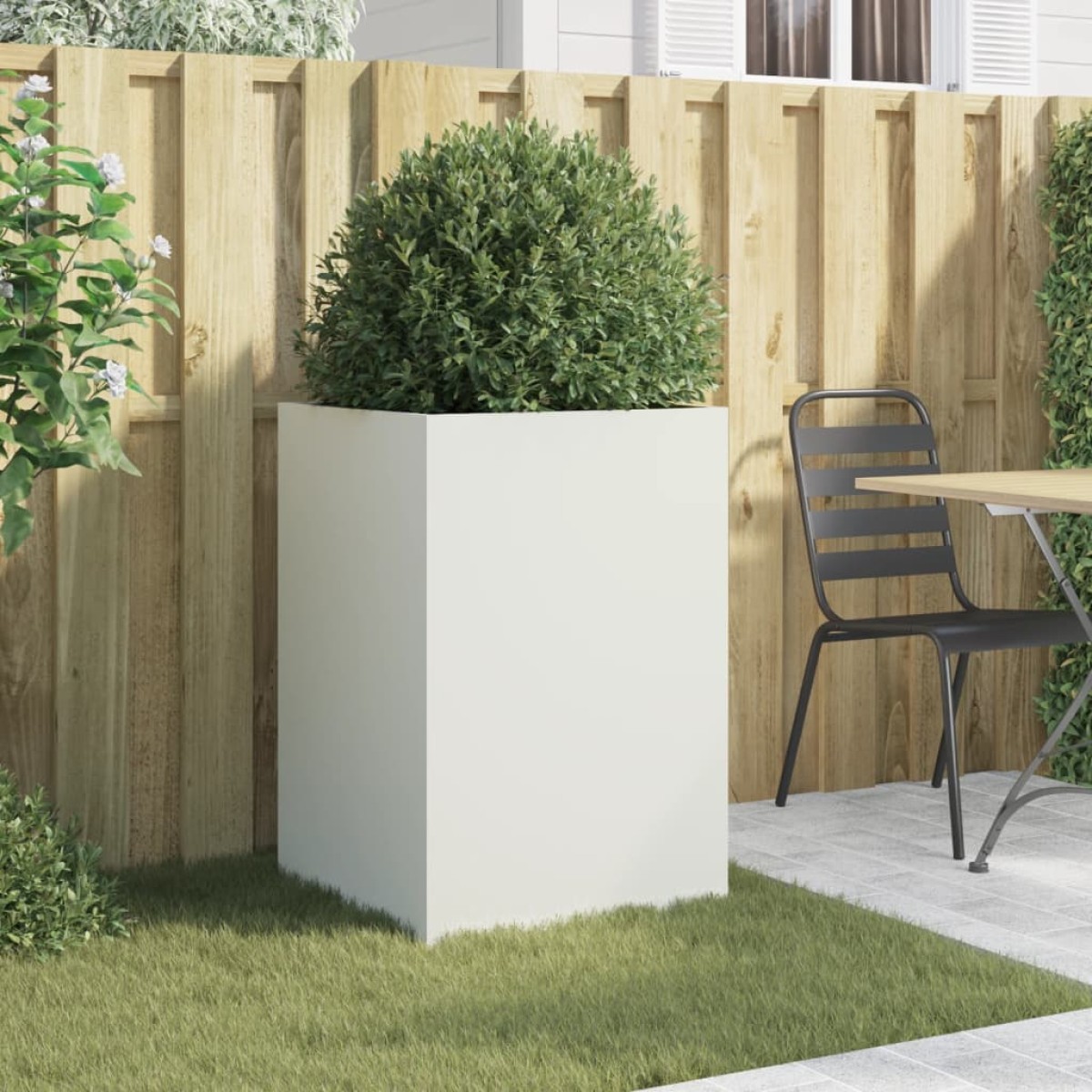 vidaXL Ζαρντινιέρα Λευκή 52x48x75 εκ. από Χάλυβα Ψυχρής Έλασης