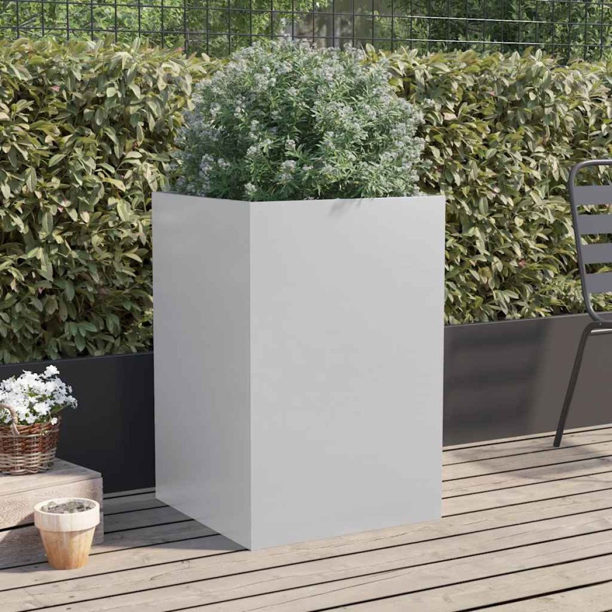 vidaXL Ζαρντινιέρα Ασημί 52x48x75 εκ. από Γαλβανισμένο Χάλυβα
