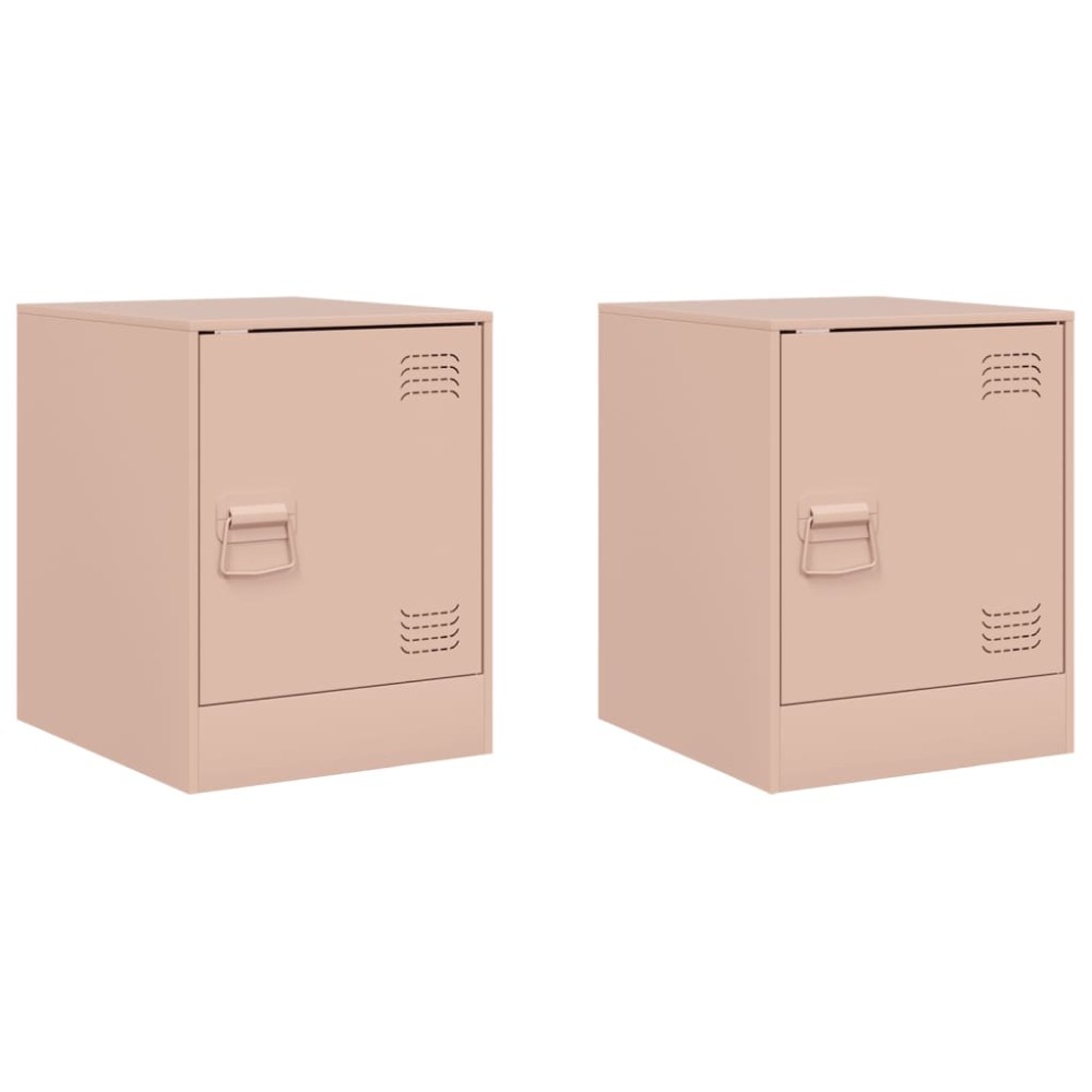 vidaXL Κομοδίνα 2 τεμ. Ροζ 34,5 x 39 x 44 εκ. από Χάλυβα