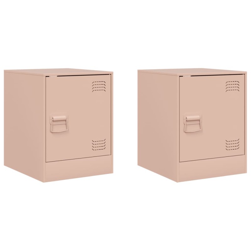 vidaXL Κομοδίνα 2 τεμ. Ροζ 34,5 x 39 x 44 εκ. από Χάλυβα