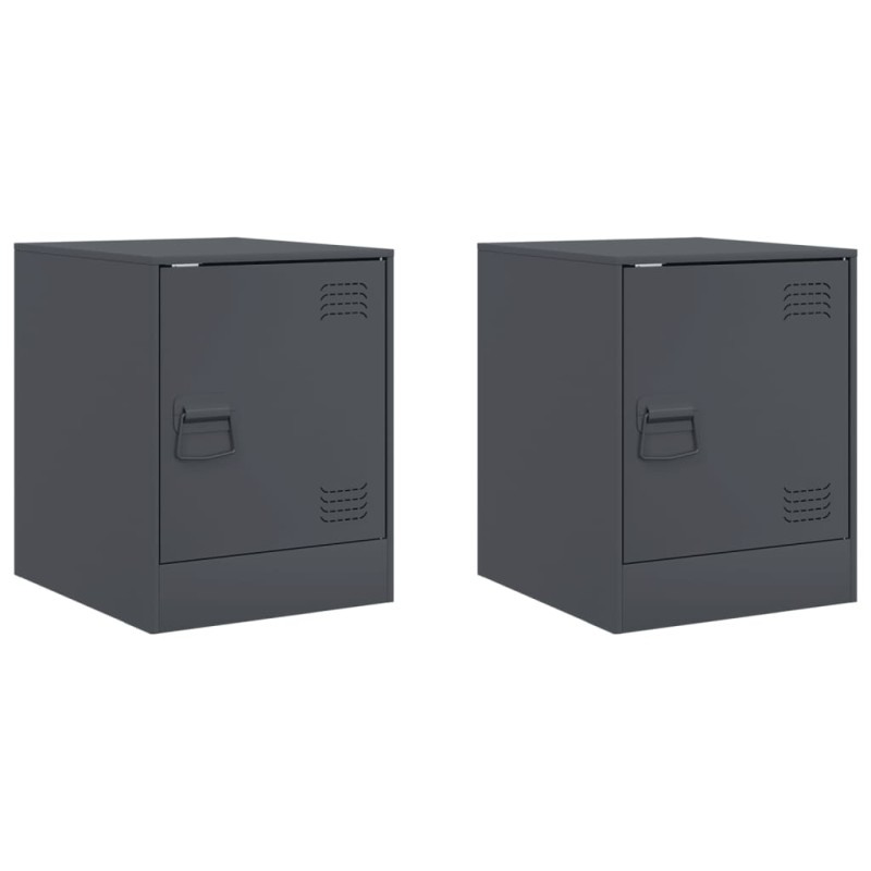 vidaXL Κομοδίνα 2 τεμ. Ανθρακί 34,5 x 39 x 44 εκ. από Χάλυβα