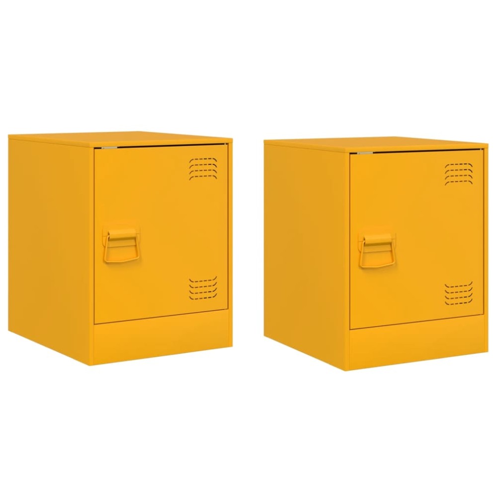 vidaXL Κομοδίνα 2 τεμ. Μουσταρδί 34,5 x 39 x 44 εκ. από Χάλυβα