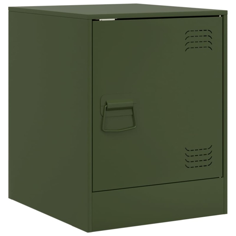 vidaXL Κομοδίνο Πράσινο Λαδί 34,5x39x44 εκ. από Χάλυβα