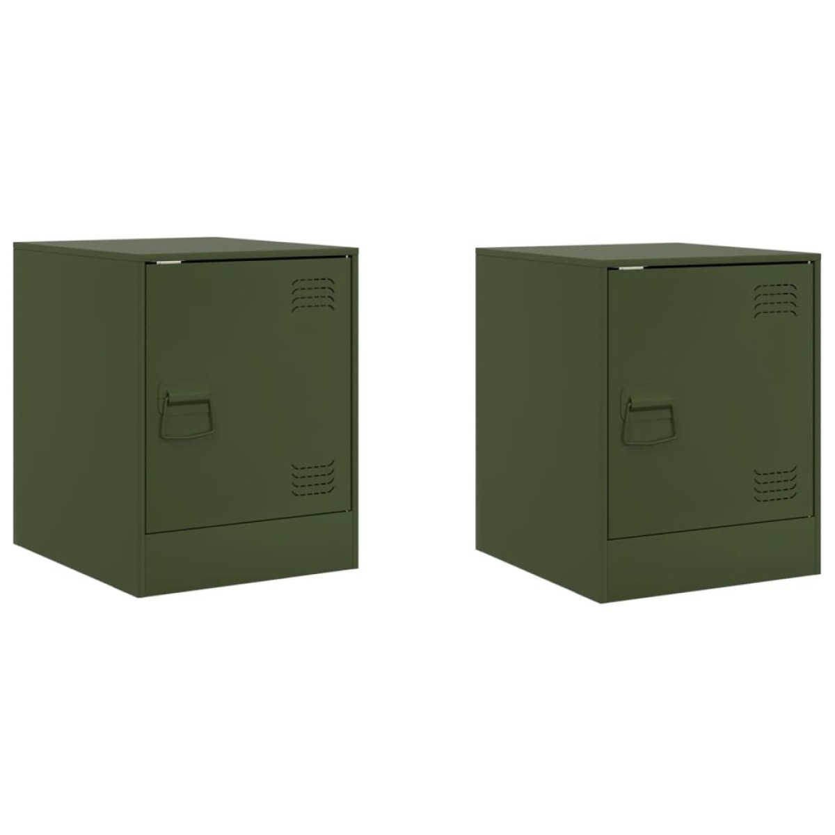 vidaXL Κομοδίνα 2 τεμ. Πράσινο Λαδί 34,5x39x44 εκ. από Χάλυβα