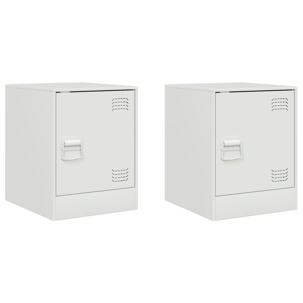 vidaXL Κομοδίνα 2 τεμ. Λευκό 34,5 x 39 x 44 εκ. από Χάλυβα