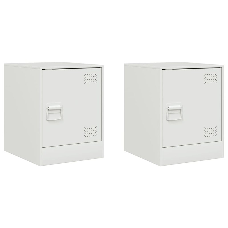 vidaXL Κομοδίνα 2 τεμ. Λευκό 34,5 x 39 x 44 εκ. από Χάλυβα