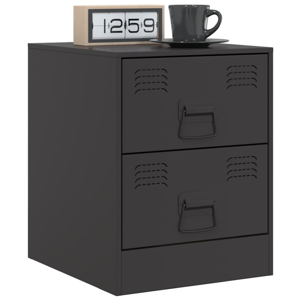 vidaXL Κομοδίνα 2 τεμ. Μαύρα 34,5 x 39 x 44 εκ. από Χάλυβα